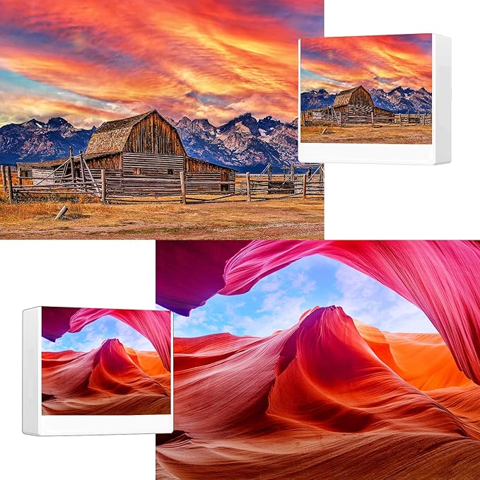 Jigsaw Puzzles for Adults, 2 Pack 1000 Pieces, Nature Landscape Mountain Scene National Park Challenging Puzzle Perfect for Family Activity Game Nights Gifts(Barn in Wyoming & Colorful Rock)