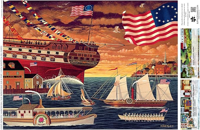 Buffalo Games – 1000 Piece Jigsaw Puzzle - Patriotic Harborview - Charles Wysocki Colorful Puzzle for Adults – Precision-Cut Pieces, Beautiful Artwork, and Hours of Relaxing Fun