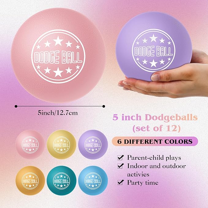 Jerify Foam Dodgeball Set 5 Inch Soft Skin Playground Dodgeballs Bulk, Low Density Foam for Non Sting Dodgeball Sports Equipment for Kids and Adults