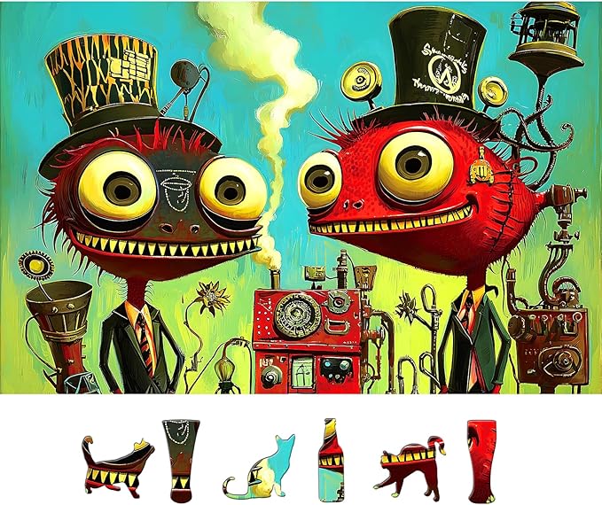 500 Pieces Steampunk Fantasy Characters Jigsaw Puzzle for Adults, Victorian-era Industrial Mechanical Elements, Whimsical Artwork & Brain-Teasing Entertainment