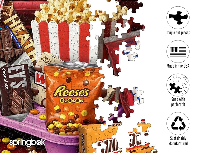 Springbok Movie Night Treats 1000 Piece Jigsaw Puzzle for Adults - Poster Now Included - Hershey's Snacks - Unique Cut Pieces - Made in USA