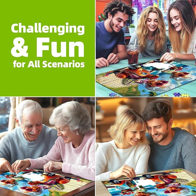 500 Pieces Puzzles for Adults, Fun Grandma Friendship Impossible Hard Difficult Challenging Puzzles for Adults, Summer Beach Ride Jigsaw Puzzle for Family Games Gift, 23 x 15 inch