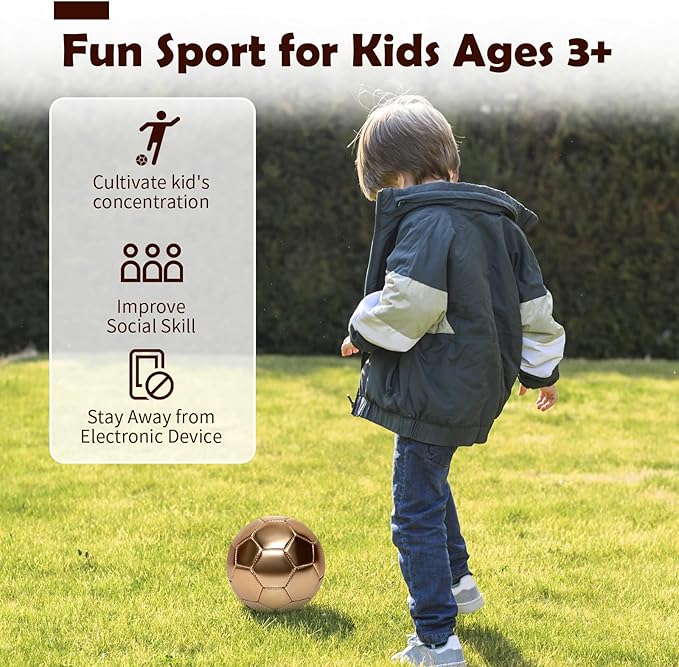 DLUGOPIS Golden Mini Soccer Ball Size 2 Toddler Soccer Ball Kids Soccer Ball Age 3-8 for Trophy Boys Girls Outdoor Grass Yard Toys Sport Gift