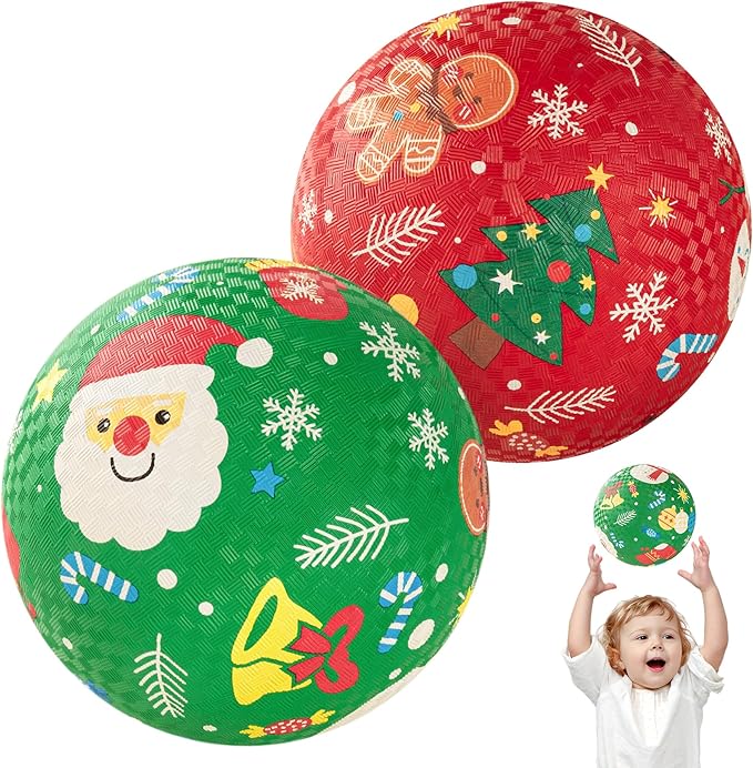 U&C Planet Playground Balls for Toddlers 1-3, 2 Pack 6 inch 8.5 inch Kickball for Kids Outdoor Indoor, Catoon Rubber Balls with Pump, Child Gift for Boys Girls 1-3 3-5 5-10