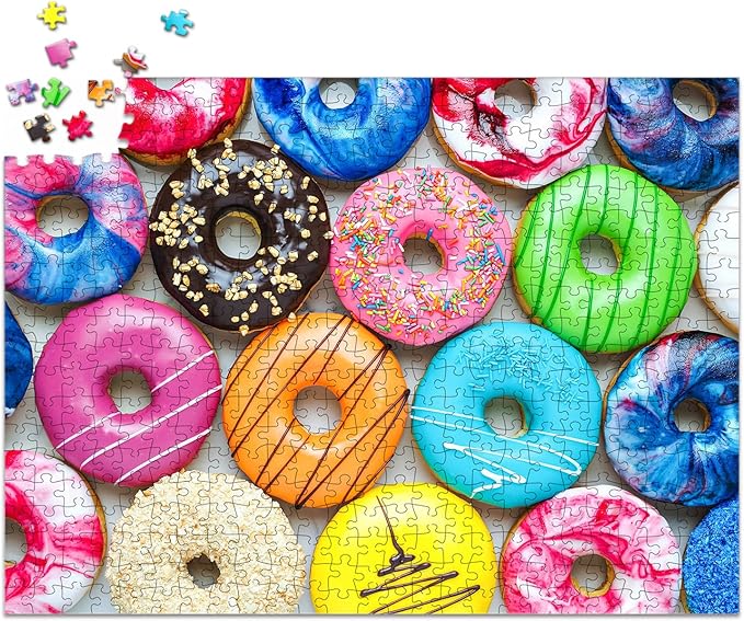 500 Pieces Assorted Cupcake Jigsaw Puzzle for Adults and Kids Big Size Gift Idea (Donuts)