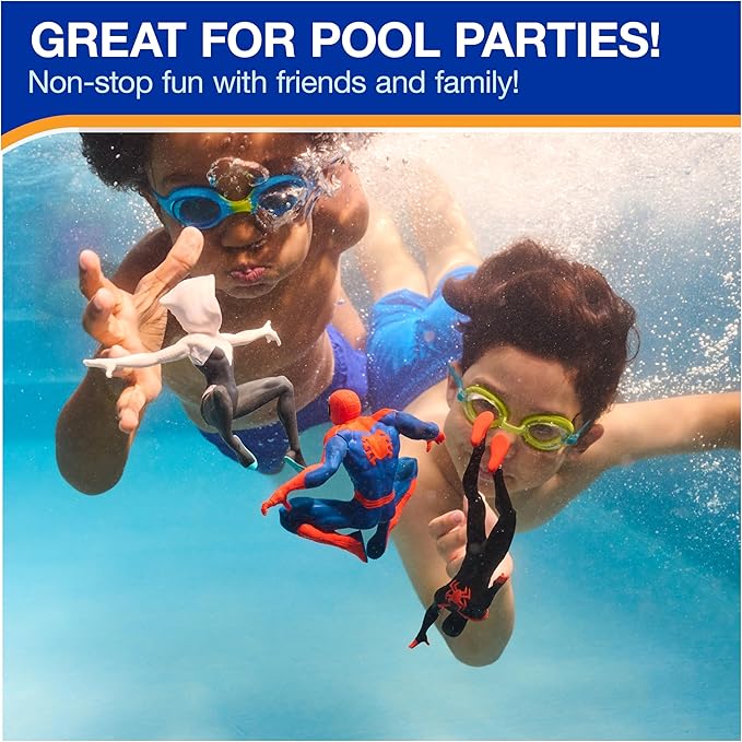SwimWays Marvel Spider-Man Dive Character 3-Pack, Swimming Pool Accessories & Kids Pool Toy, Spiderman Toys, Weighted Figures, Marvel Pool Party Favors & Games for Kids Ages 5 & Up