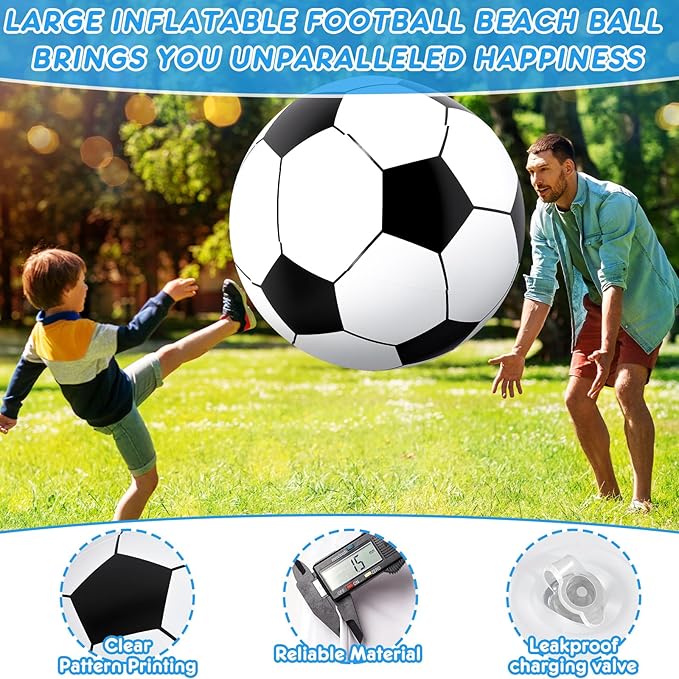 Lewtemi Giant Inflatable Sports Balls Large Inflatable Beach Ball Baseballs Soccer Rainbow Basketball Football for Sport Birthday Party Favor(2 Pcs,Soccer, Basketball,40 Inch)