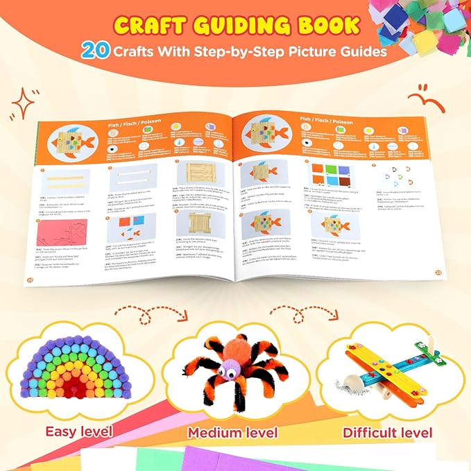 Zefy 3800+ Pcs Arts and Crafts Kit Supplies for Kids, All in One Art Supplies with 20 Crafts Design, DIY Craft Box Set School Supplies Gifts Toys for Girls Boys Ages 4-12