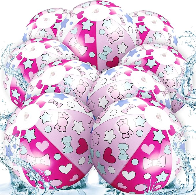 12 Pack Hello Cat Beach Ball 8.5 in Inflatable Beach Balls Bulk for Kids & Adults Cartoon Swimming Pool Toys Pool Party Favors for Birthday Summer Outdoor