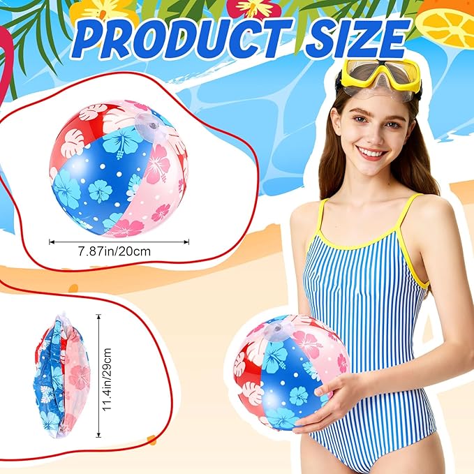 8 Pack Blue and Pink Cartoon Themed Beach Ball 7.87 Bulk for Summer Pool and Beach Game Gifts Birthday Party Supplies Decorations Favor