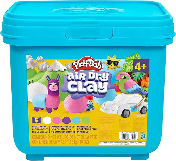Play-Doh Brand Multicolor Air Dry Clay Bucket, 40 oz, 5 Colors, Paintable Clay Lightweight & Crumble-Free Sculpting Clay, Arts and Crafts Supplies, Kids Craft Material