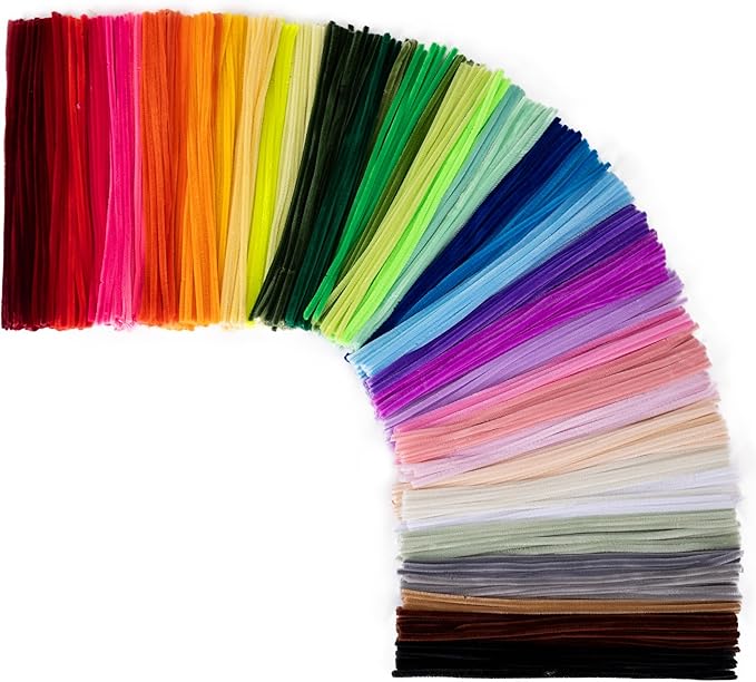 Caydo 1000 Pieces Pipe Cleaners Bulk for Easter Decorations, Multicolor Craft Chenille Stems for Flowers, Kids Creative Art and Crafts Projects Making(6 mm x 12 inch)