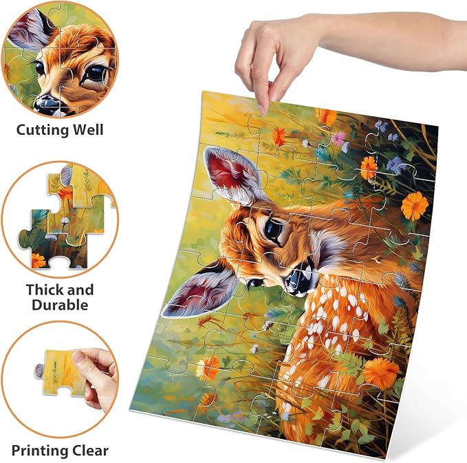 6 Pack Large Piece Puzzles for Seniors, 24 Piece Dementia Puzzles for Elderly Penguin Sea Turtle Deer Jigsaw Puzzle Alzheimer's Dementia Products Products for Adult Cognitive Gifts Toy for Men Women