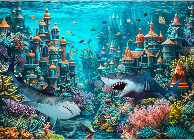 1000 Piece Puzzle for Adults, Sea King Castle Jigsaw Puzzle, Impossible Puzzles Game, Interlock Perfectly No Dust, Home Decoration Puzzle, Gift for Friends Parents Couples