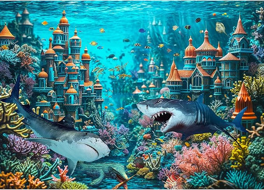 1000 Piece Puzzle for Adults, Sea King Castle Jigsaw Puzzle, Impossible Puzzles Game, Interlock Perfectly No Dust, Home Decoration Puzzle, Gift for Friends Parents Couples