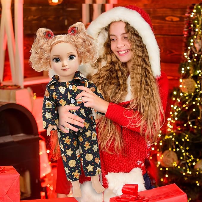JANYUN 6 Set 18 Inch Doll Clothes and Accessories Christmas Pajamas Set for 18 Inch Doll for Birthday