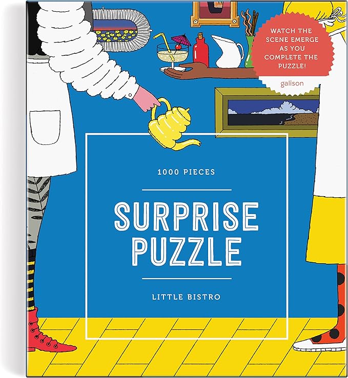 Galison Little Bistro – 1000 Piece Surprise Puzzle Fun and Challenging Activity with Bright and Bold Artwork of A Bistro Scene Revealed for Adults and Families