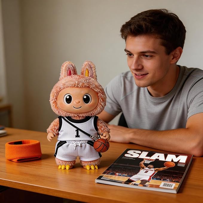 Sports-Themed Basketball 3-Piece Set,is Suitable for a 17cm Dolls, Dolls Clothing Accessories ( No Dolls ) (NO.1 (Black&White))