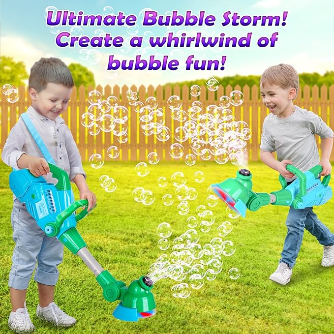 Weed Wacker Bubble Machine for Kids - Electronic Weed Eater Toy with Bubble Solution Included, Grass Trimmer Toy with Lights & Sounds, Outdoor Bubble Toy Gifts for Toddlers 3 4 5