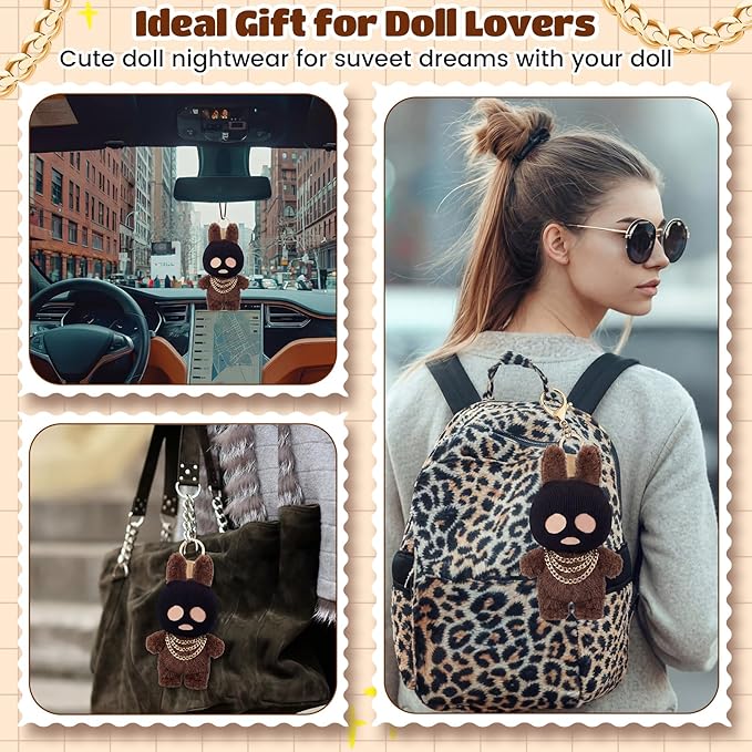 Simgoing 17cm Doll Clothes Mask Set with Black Head Cover and Gold Necklace Outfit Gifts Fits 17cm Dolls Accessories for DIY Dress up Lovers