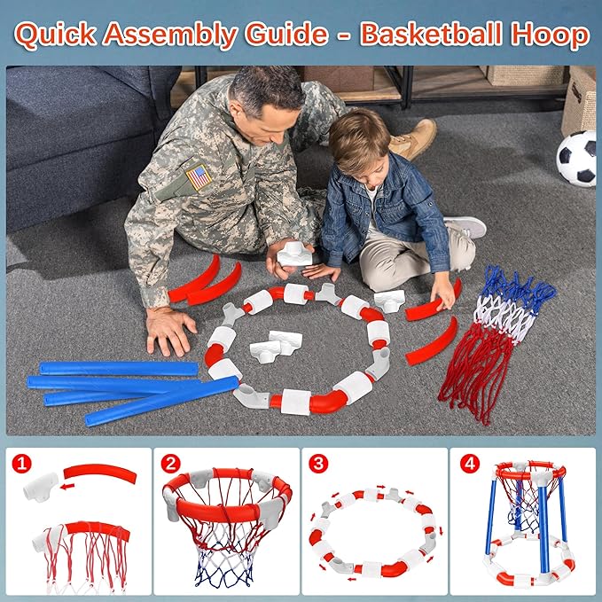 Pool Basketball Hoop Floating Set, Pool Toys and Pool Games for Kids and Adults, Durable Basketball Hoop with Balls Pump for Pool, Outdoor Swimming Water Play Family Party for Summer