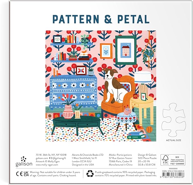 Galison Pattern & Petal – 500 Piece Jigsaw Puzzle Featuring Beautiful Artwork of A Floral Living Scene