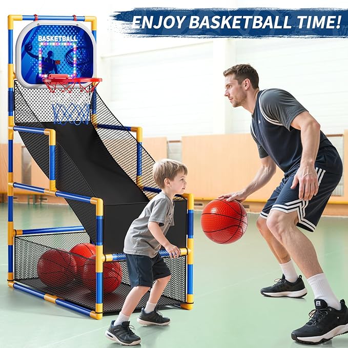Arcade Basketball Game Set for Kids 3-12 Years Old, Kids Basketball Hoop with 4 Balls & Pump, Indoor Outdoor Sports Play Toys, Basketball Games Toys, for Boys Girls Teens