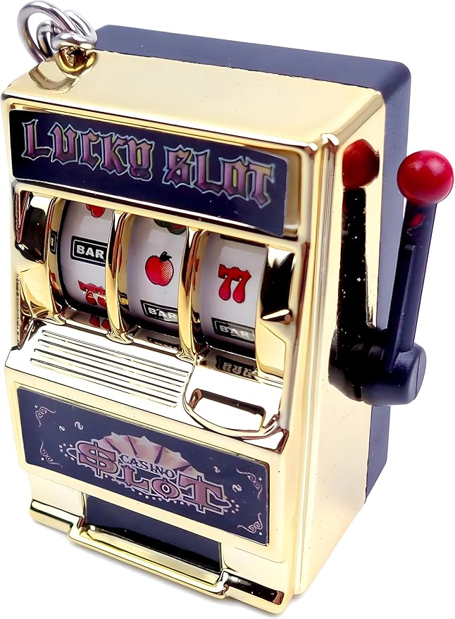 MAGIKON Mini Slot Machine Toy, Funny Lucky Slot Machine Bank with Spinning Reel and Keychain, Nice as Creative Festival Present Birthday Cake Decoration