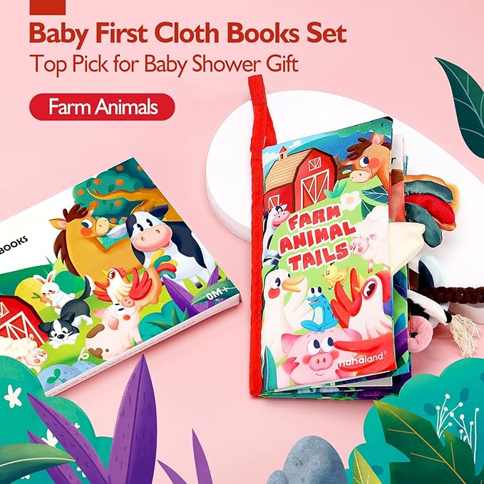 hahaland Baby Books 0-6 Months,Infant Tummy Time Toy Sensory Toys 6 to 12 Months Touch Feel Book Gifts for Boy Girl 0-3 Month Baby Shower Birthday Easter Basket Stuffers (Single)