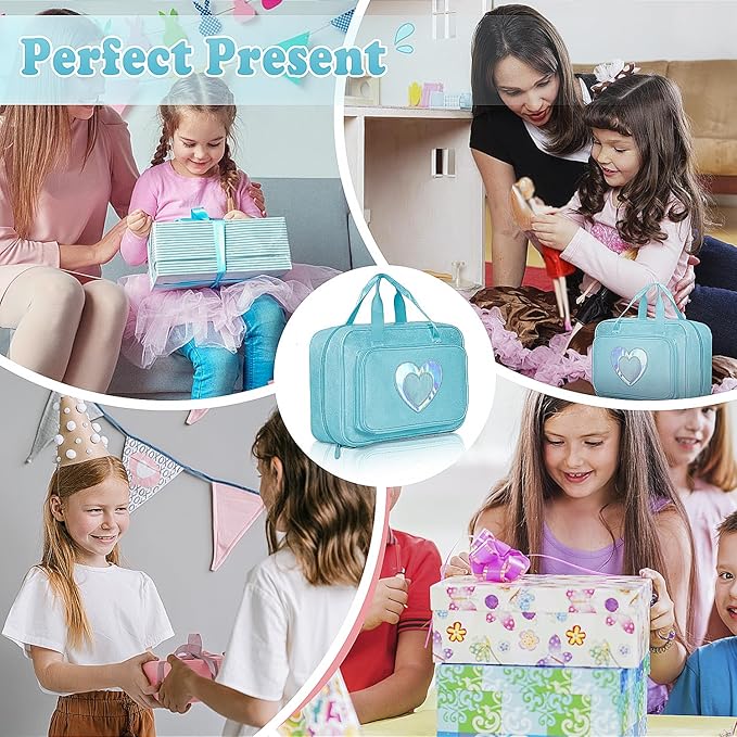 Carrying Case Compatible with Barbie Dolls 12-Inch, Storage Organizer with Handle Holds up to 6 Dolls,Multiple Pockets for Accessories,Toy Storage Box, Blue,Bag Only