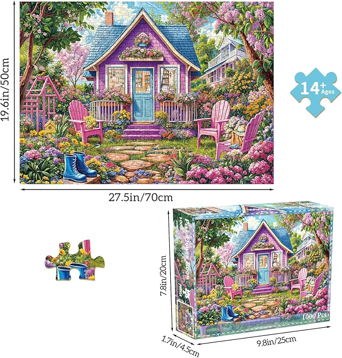 Jigsaw Puzzles for Adults 1000 Pieces, Interlock Perfectly No Dust, Impossible Difficult Hard Fun 1000 Piece Jigsaw Puzzles for Adults-1:1 Poster-Pink Flower Room