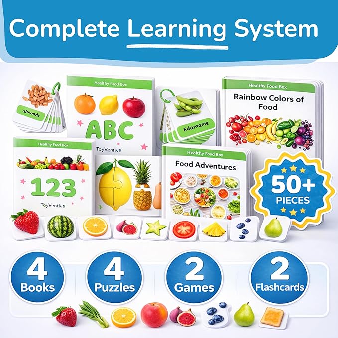 TOYVENTIVE Preschool Learning Activities for Toddlers, Learning Toys for 2 Year Olds, Educational Flashcards, Montessori Books and Games, Gifts and Toys for 1 Year Old Boy, First Birthday Gift Boys
