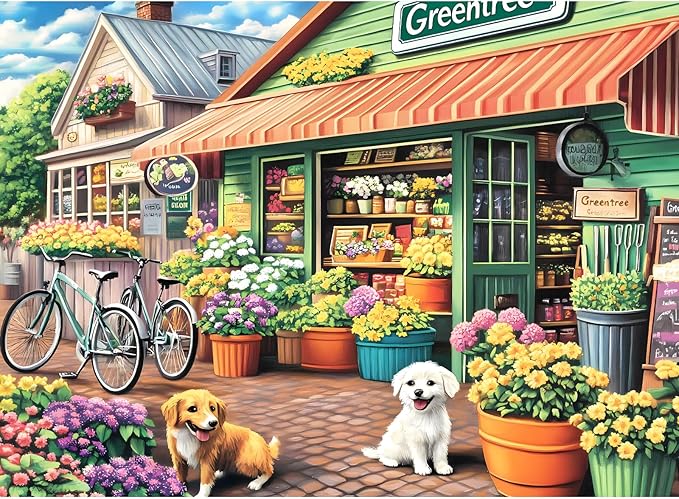 Jigsaw Puzzles for Adults 500 Pieces, Puppy Flower Shop Puzzles 500 Pieces, Challenging Yet Relaxing Jigsaw Puzzle Game for Adults, Glossy Sturdy Vibrant Puzzle Great Gift for Family Friends