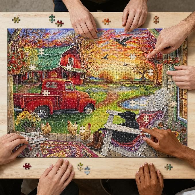 Dog and Farm Scenery Puzzles for Adults 1000 Pieces, Impossible Hard Difficult Challenging Jigsaw Puzzle 1000 Pieces, Christmas Birthday Gifts Home Decor for Adults/Friends/Family