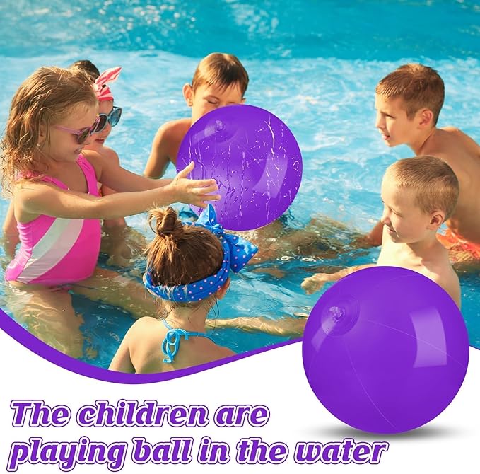 20 Pack Purple Beach Ball - 12Inch Blow Up Beach Ball Party Supplies for Kids, Inflatable Floating Balls for Summer Pool Parties, Outdoor Activities & Birthday Decorations (Purple)