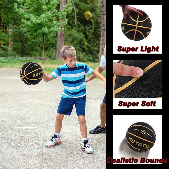 KUYOTQ Kids Youth Adult Size 3/4/5/6/7 (22/25.5/27.5/28.5/29.5") Basketball Premium Rubber or Faux Leather Basketball Indoor Outdoor Basketball for Boys Girls Womens Mens Basketball Gifts (Deflated)