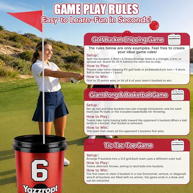 Giant 3-in-1 Outdoor Backyard Party Game Set – Bucket Golf, Yard Pong Basketball & Toss Games – Large Outdoor/Indoor Lawn Games for Adults & Families, Beach & Camping