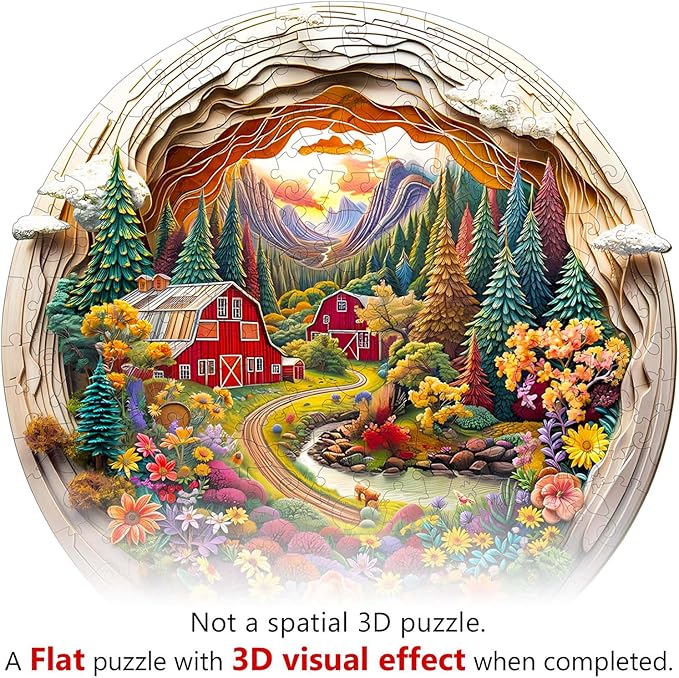 Wooden Jigsaw Puzzles, Farm Wooden Puzzles for Adults with Unique Shape, Birthday Gifts for Adults Family Game,13.4"x13.4"-295pcs