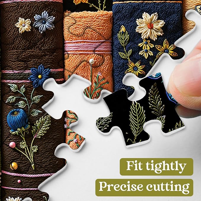 Vintage Wildflower Books Puzzles for Adults 1000 Pieces, Flower Book Pages Jigsaw Puzzles, Retro Floral Plant Butterfly Puzzle