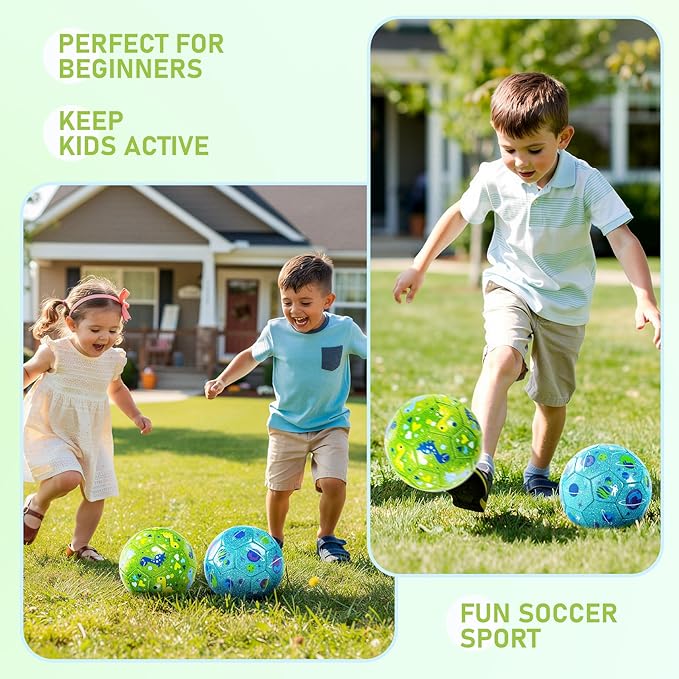 Toddler Soccer Ball Size 2 Size 3 - Small Soft Kids Ball 2 Pack for Ages 1-5 3-8 - Cartoon Sports Toy Boys Girls - Easter Basket Stuffers for Toddlers Kids - Soccer Gift for Indoor Outdoor Games