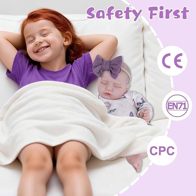 EKOKIZ Reborn Baby Dolls 20 Inch Realistic - Weighted Body Newborn Baby Doll, Life-Like Skin Detail Soft Vinyl Cloth Body, Collectible Real Life Sleeping Doll with Gift Set for Kids 3+