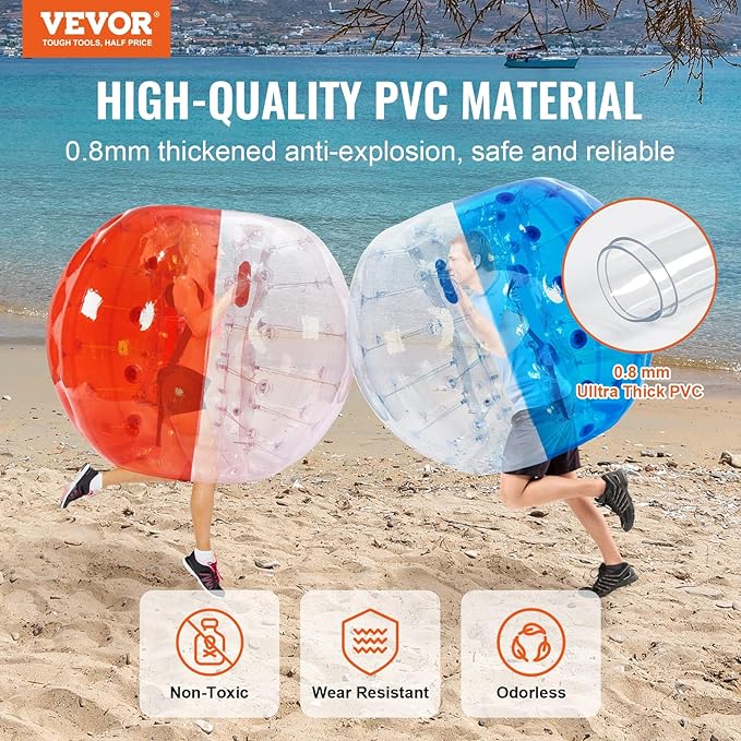 VEVOR Inflatable Bumper Ballѕ 2 Packs; 2FT/3FT/4FT/5FT Body Size Adult Human Bubble Ballѕ, Bumper Bubble Soccer Ballѕ for Teens/Adults