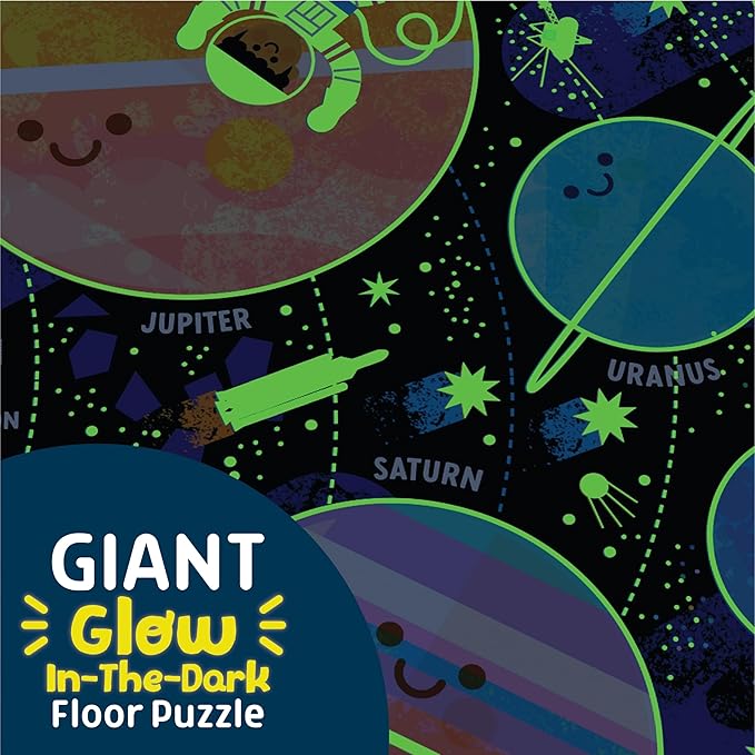 Chuckle & Roar Educational 50 PC Floor Puzzle Giant Space Glow-in-the-Dark