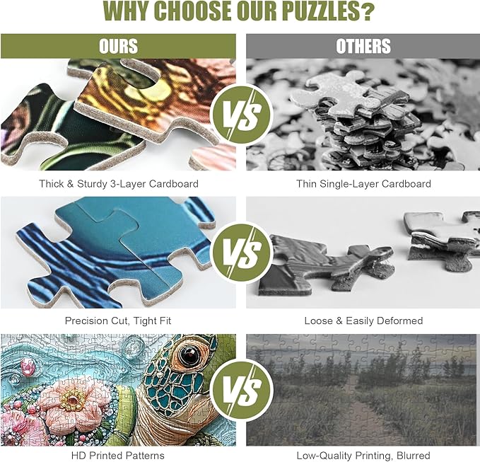 Sea Turtle Puzzles for Adults 1000 Pieces, Beautiful Diamonds Flower Sea Animal Jigsaw Puzzle with Letters on Back, Impossible Hard Difficult Art Puzzles, Fun Challenging Embroidery Family Puzzle Game