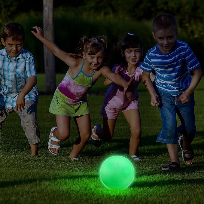 Hiboom Glow in The Dark Kickballs Dodgeballs Light up Playground Bouncy Balls with Pump for Adults Playground Backyard Outdoor Glow in The Dark Activities