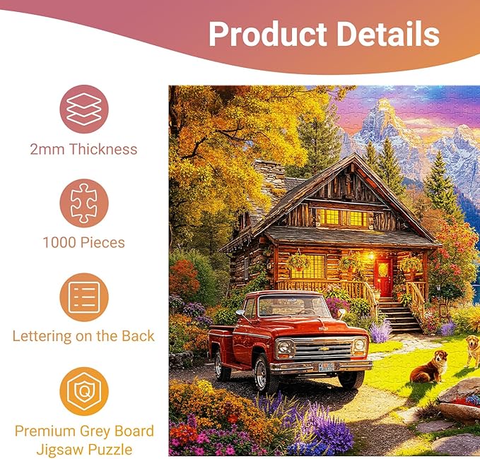Lake Cabin Puzzles for Adults 1000 Pieces, Impossible Hard Difficult Challenging Jigsaw Puzzle 1000 Pieces, Christmas Birthday Gifts Home Decor for Adults/Friends/Family