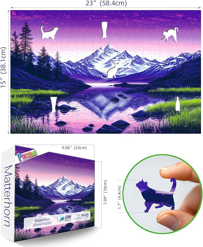 500 Piece Puzzles for Adults, Nature Landscape - Mountain Lake Scenery Puzzles for Adult, Art Jigsaw Puzzles for Adults 500 Pieces, Party Game Gifts Decoration (23 x 15 Inch)