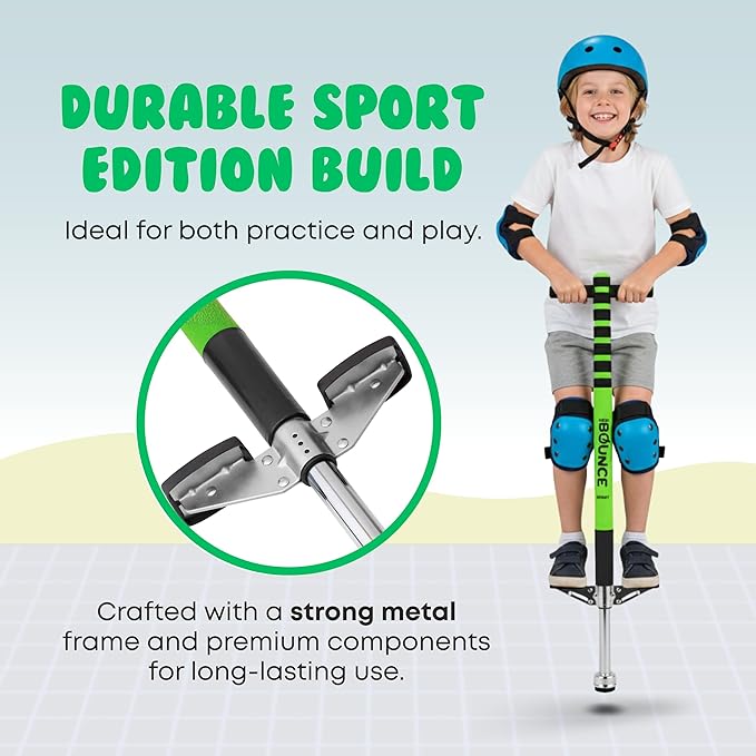 New Bounce Pogo Stick for Kids - Pogo Sticks, 40 to 80 Lbs - Sport Edition, Quality, Easy Grip, PogoStick for Hours of Wholesome Fun