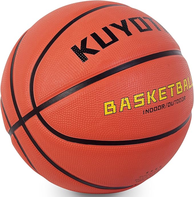 KUYOTQ Kids Youth Adult Size 3/4/5/6/7 (22/25.5/27.5/28.5/29.5") Basketball Premium Rubber or Faux Leather Basketball Indoor Outdoor Basketball for Boys Girls Womens Mens Basketball Gifts (Deflated)