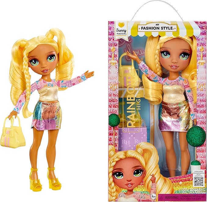 Rainbow High My Fashion Style Sunny, Yellow 11" Fashion Doll with Statement Outfit, Stylish Handbag, Great Toy Gift for Girls Kids Ages 4-12 Years
